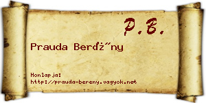 Prauda Berény névjegykártya